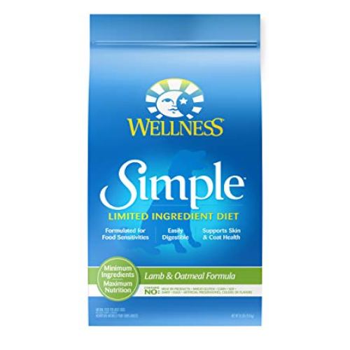 Wellness Simple Natural Limited-Ingredient Grain-Free Dry Dog Food, Easy to Digest for Sensitive Stomachs, Supports Skin & Coat (Lamb and Oatmeal, 26-Pound Bag)